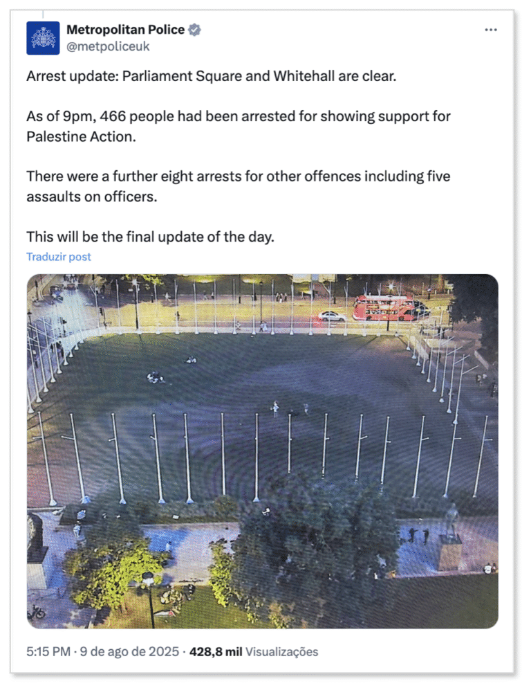 Polícia de Londres detém 466 pessoas em ato pró-Palestina - Noticiário 24H