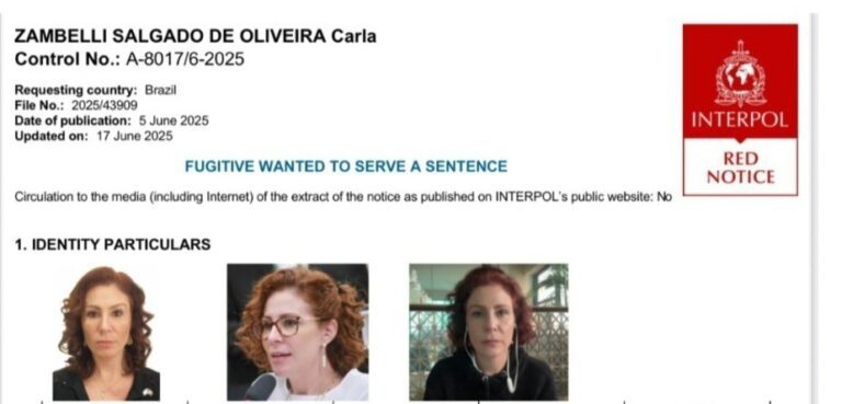 Zambelli segue presa na Itália; veja ficha no alerta vermelho da Interpol - Noticiário 24H